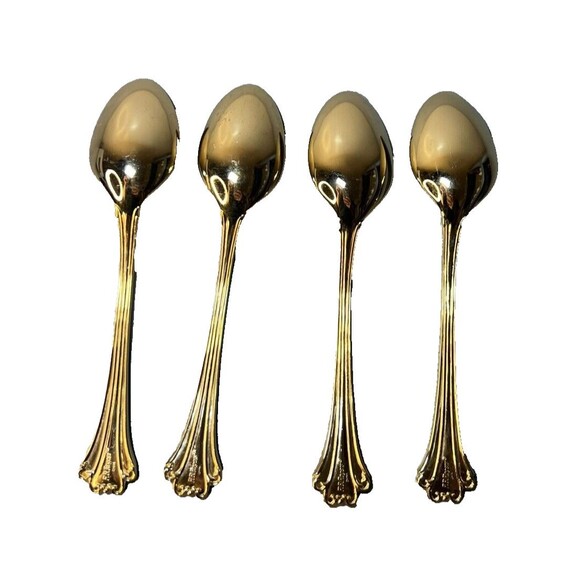 FB Rogers Golden Plated Electroplate American Chipendale Flatware 4 Spoons Tsp - Picture 6 of 15